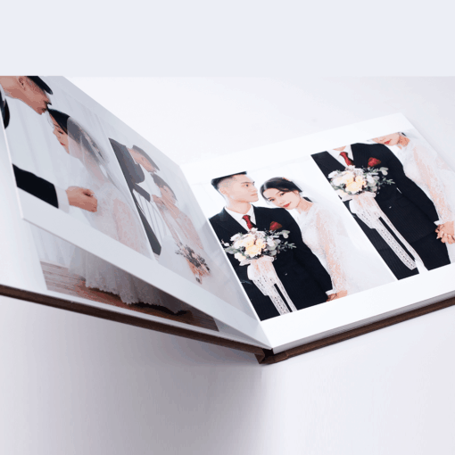 Photobook mở phẳng liền trang bìa in hình giấy lụa